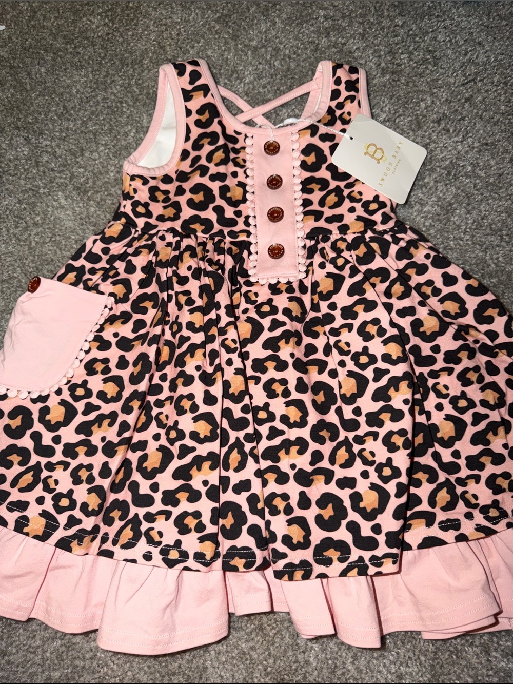 Swoon Boutique Pink Leopard Print Ruffle Hem Dress